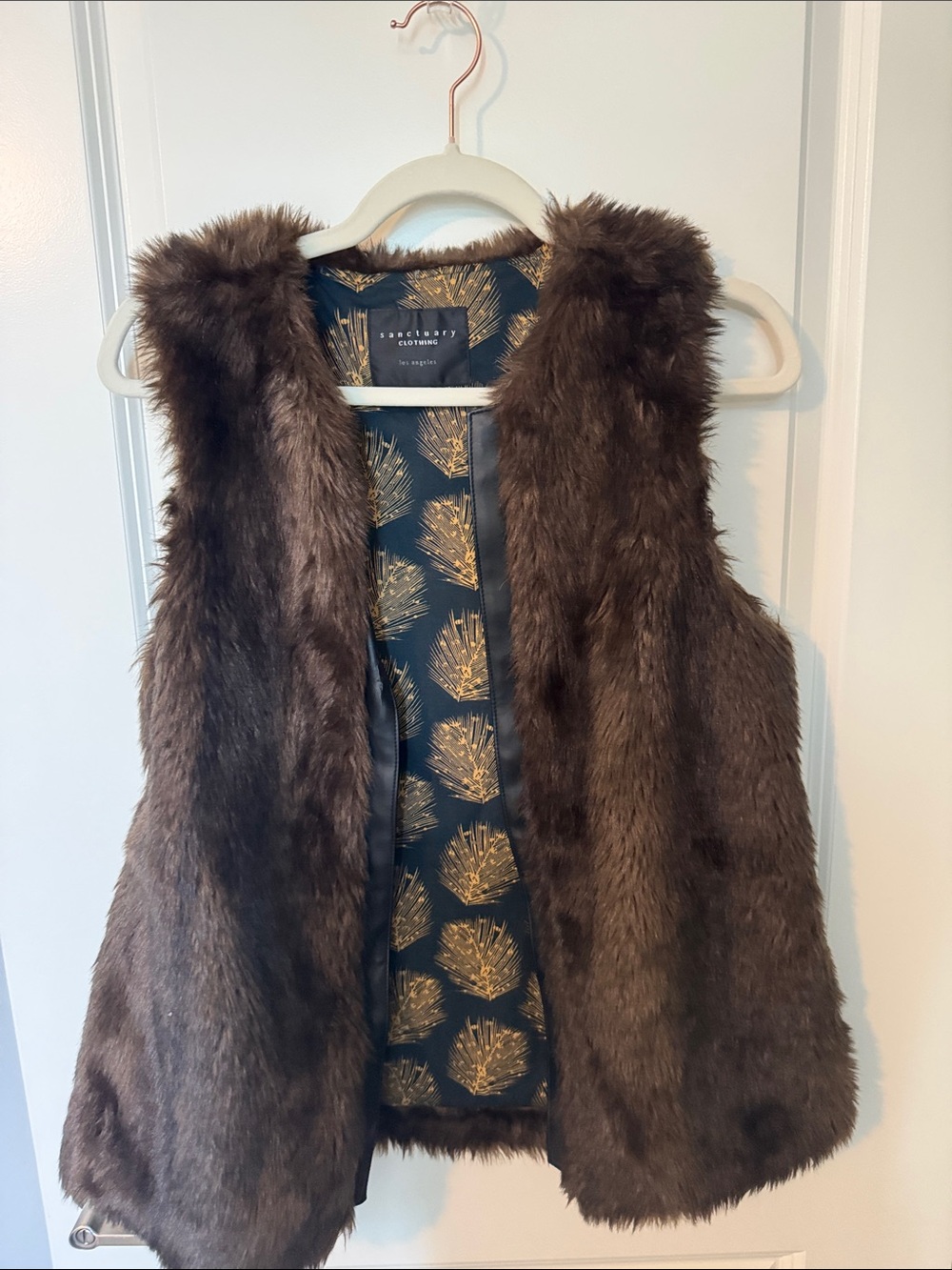 Anthropologie Brown Faux Fur Sleeveless Vest